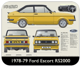 Ford Escort MkII RS2000 1978-79 Place Mat, Small